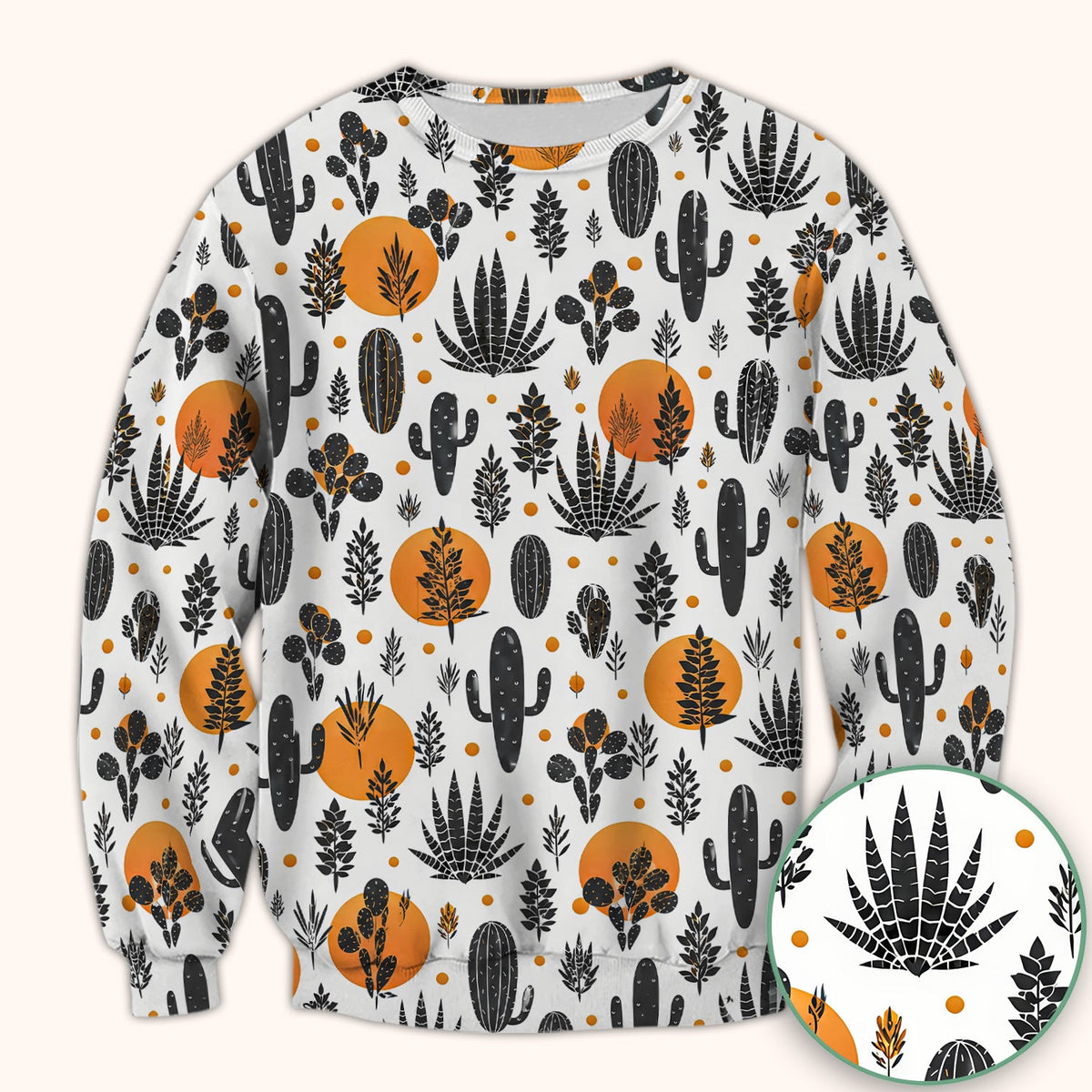 Desert Cactus Orange Sun Nurse Scrub Top