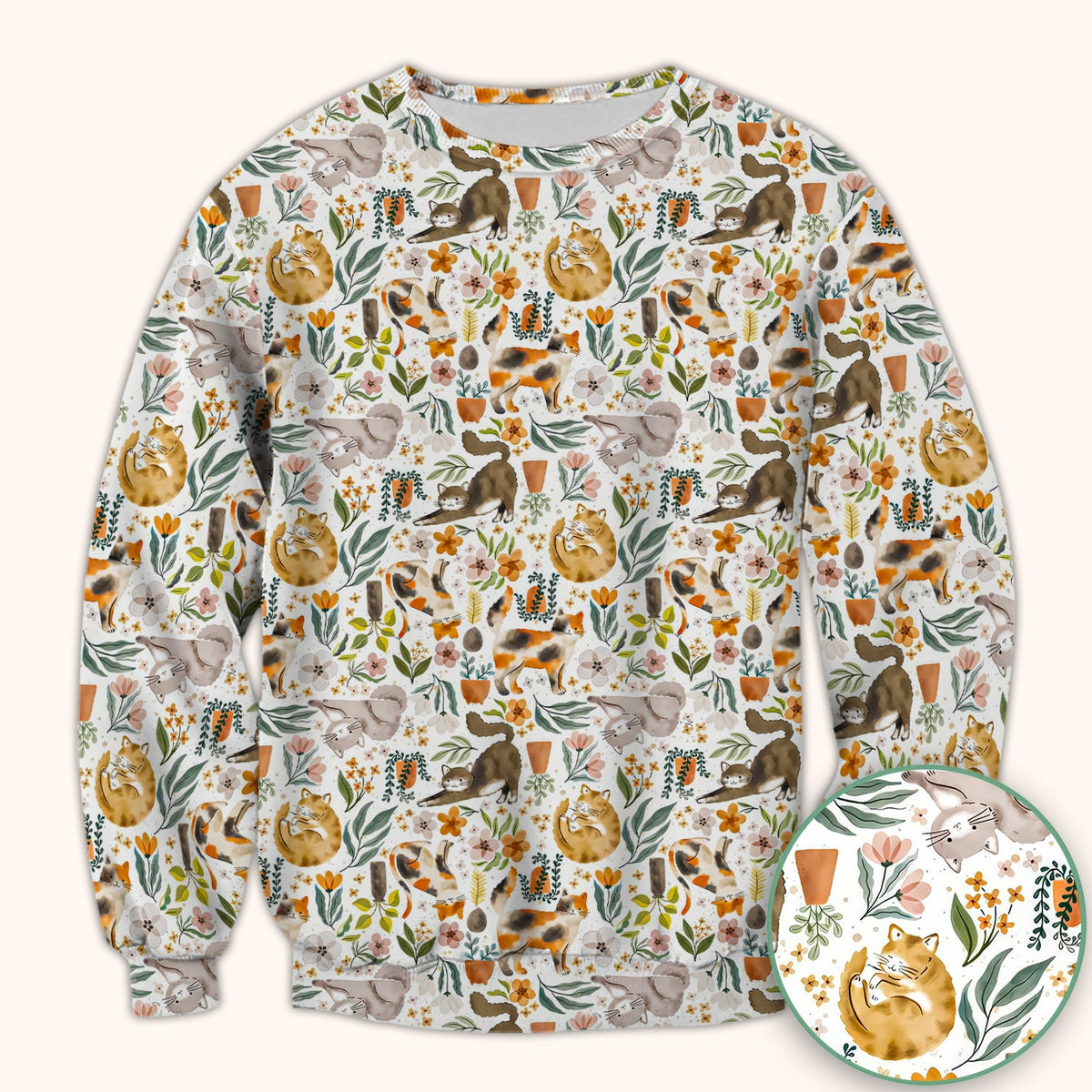 Cat Wildflower Garden Nurse Scrub Top