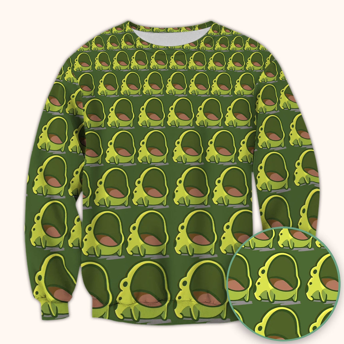 Green Frog Cartoon Nurse Scrub Top