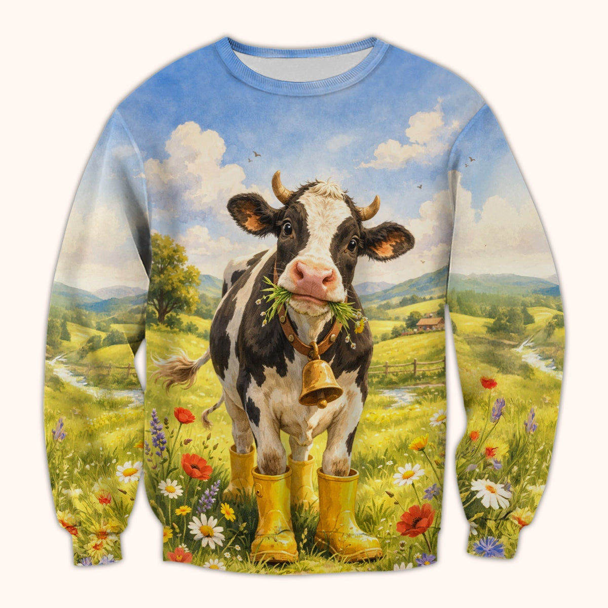 Cow Wearing Boots Nurse Scrub Top