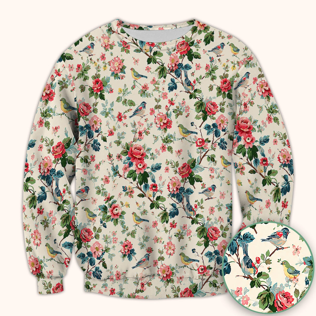 Songbird Rose Garden Pattern Scrub Top, Comfortable Scrubs for Nurses