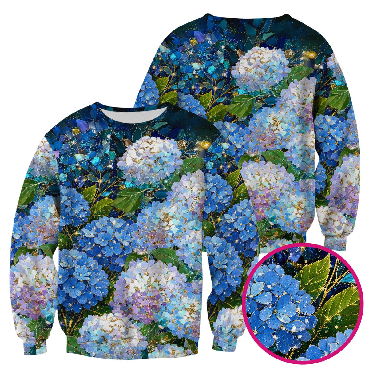 Blue Hydrangea Floral Nurse Scrub Top