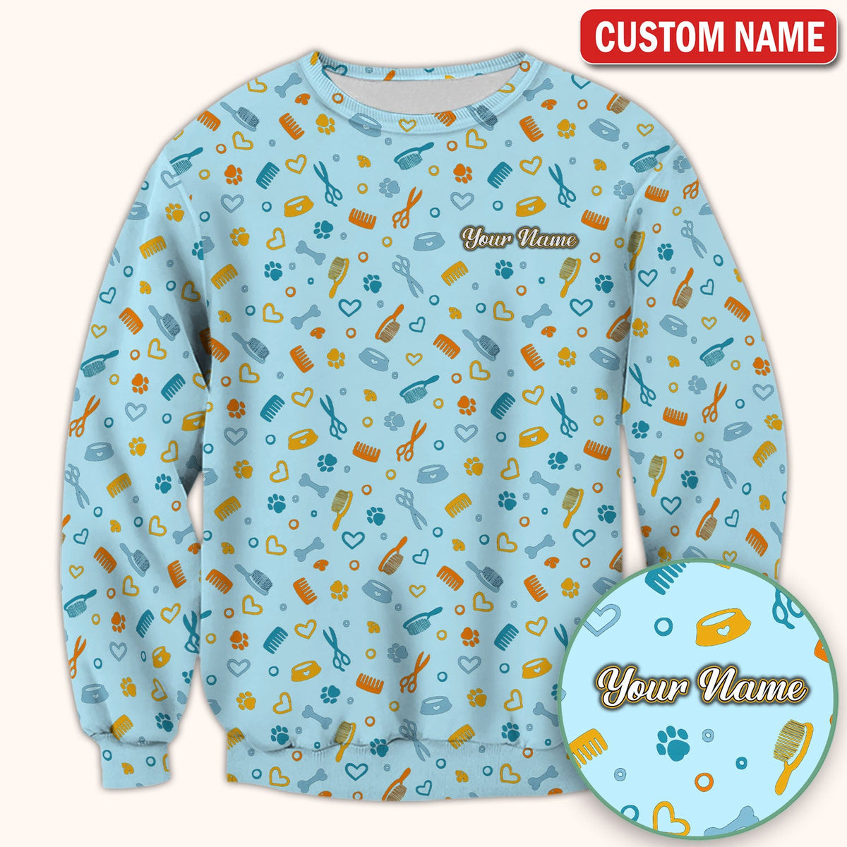Personalized Dog Cat Grooming Nurse Scrub Top
