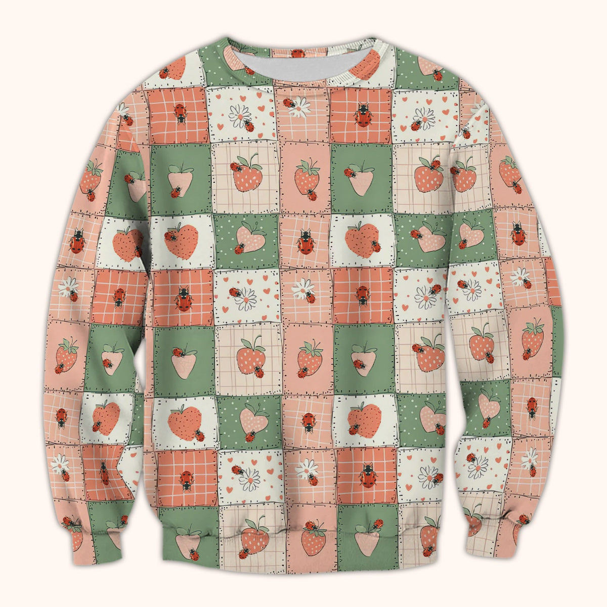 Strawberry Ladybug Patchwork Nurse Scrub Top