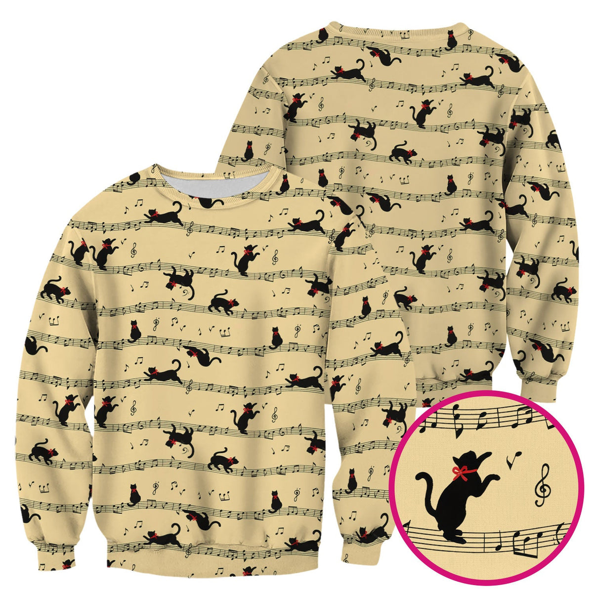 Dancing Black Cat Music Nurse Scrub Top