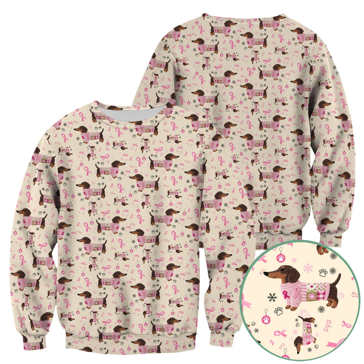 Pink Ribbon Dachshund Nurse Scrub Top