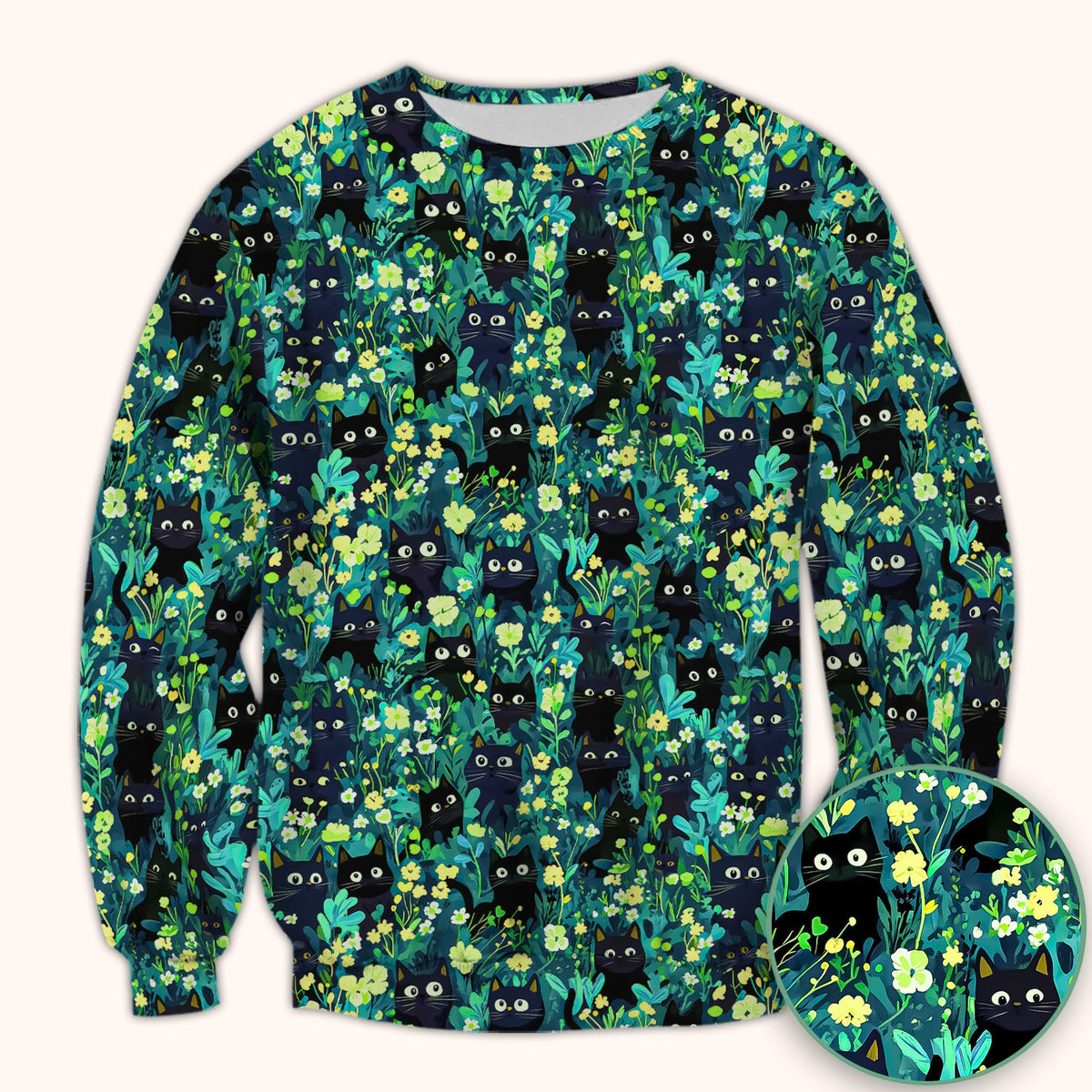 Black Cat Floral Nurse Scrub Top