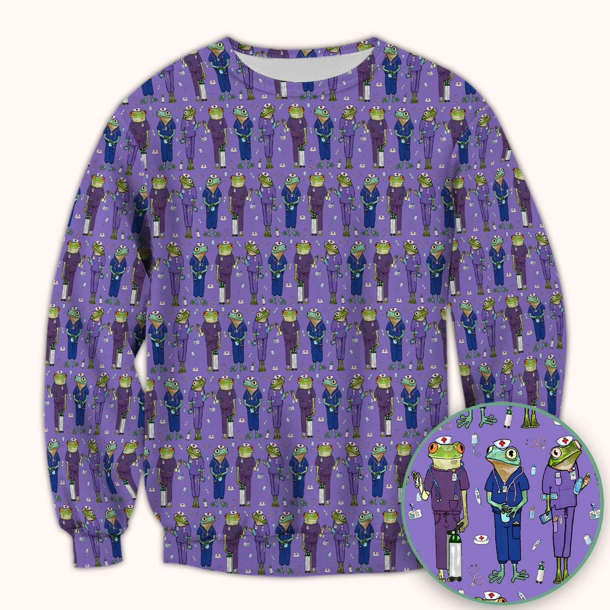 Frog Medical Nurse Scrub Top