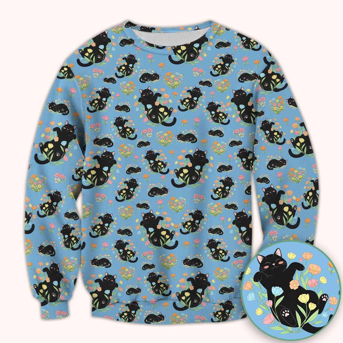 Cats Cute Poses Floral Nurse Scrub Top