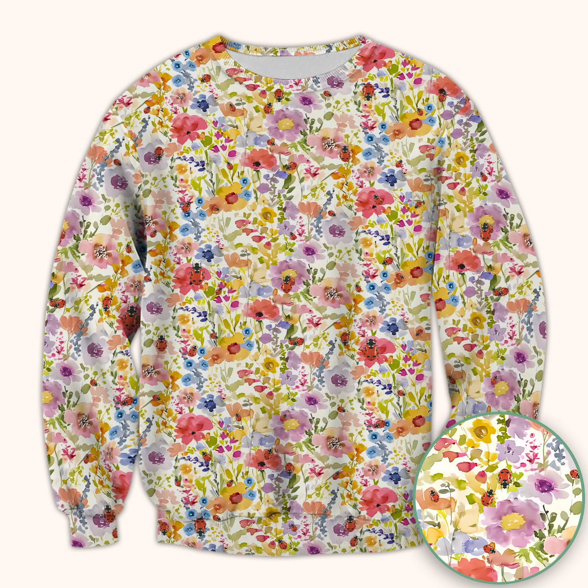 Wildflower Ladybug Garden Nurse Scrub Top
