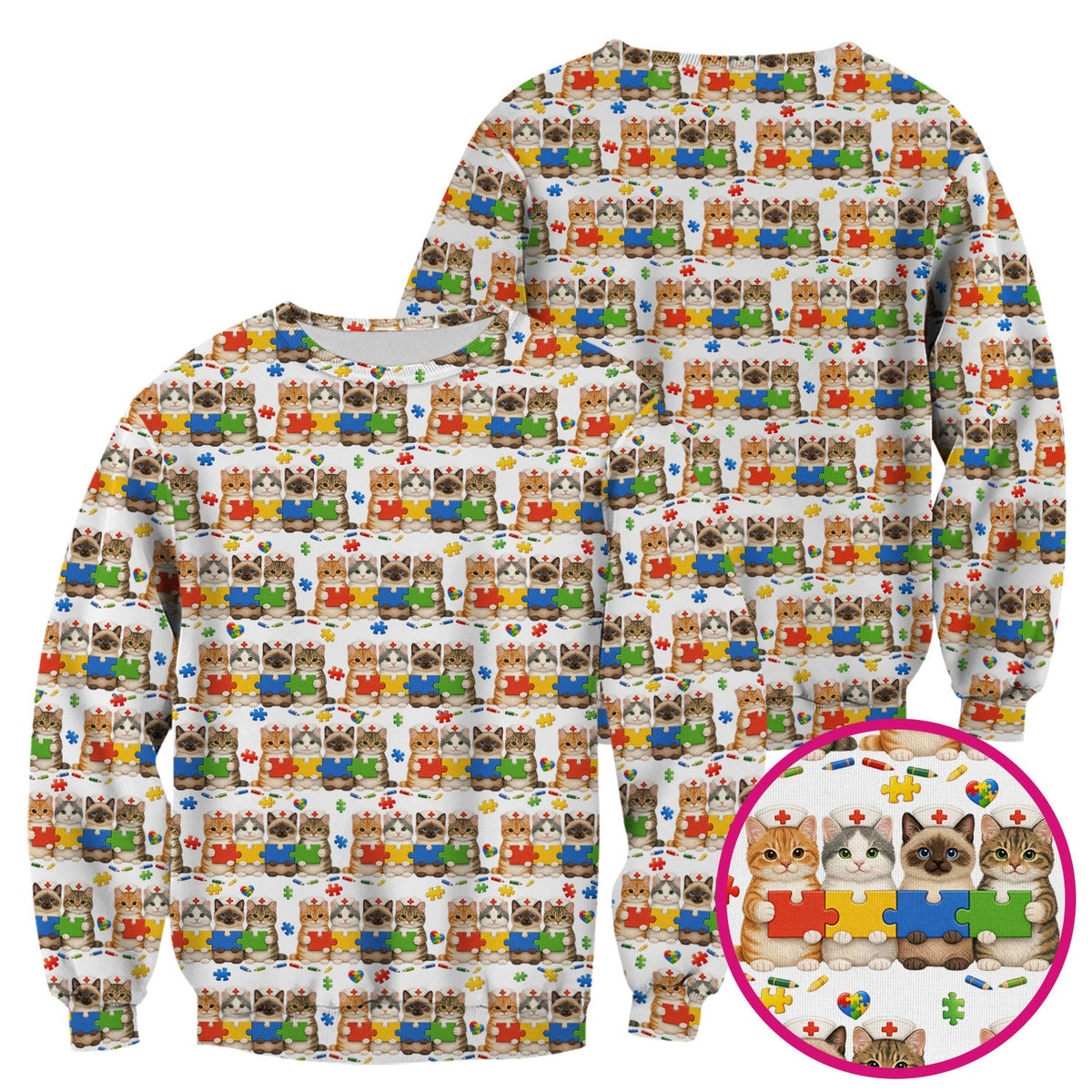 Autism Awareness Cat Nurse Scrub Top