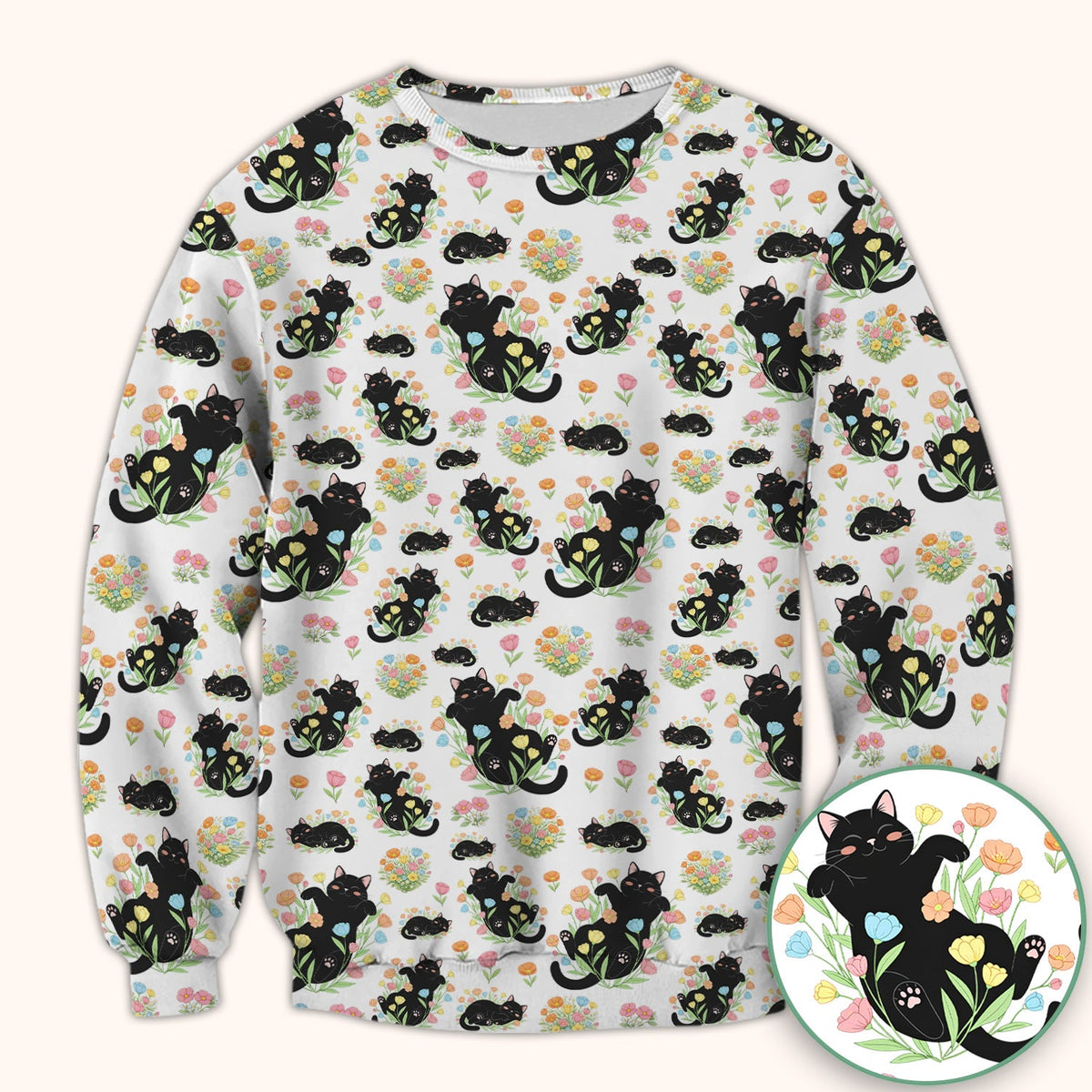 Cats Cute Poses Floral Nurse Scrub Top