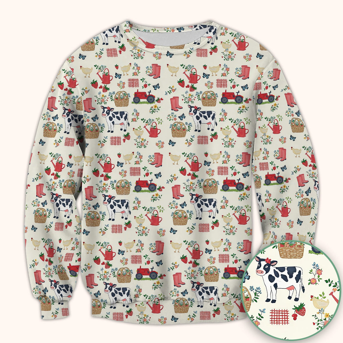 Cow Chicken Farm Nurse Scrub Top