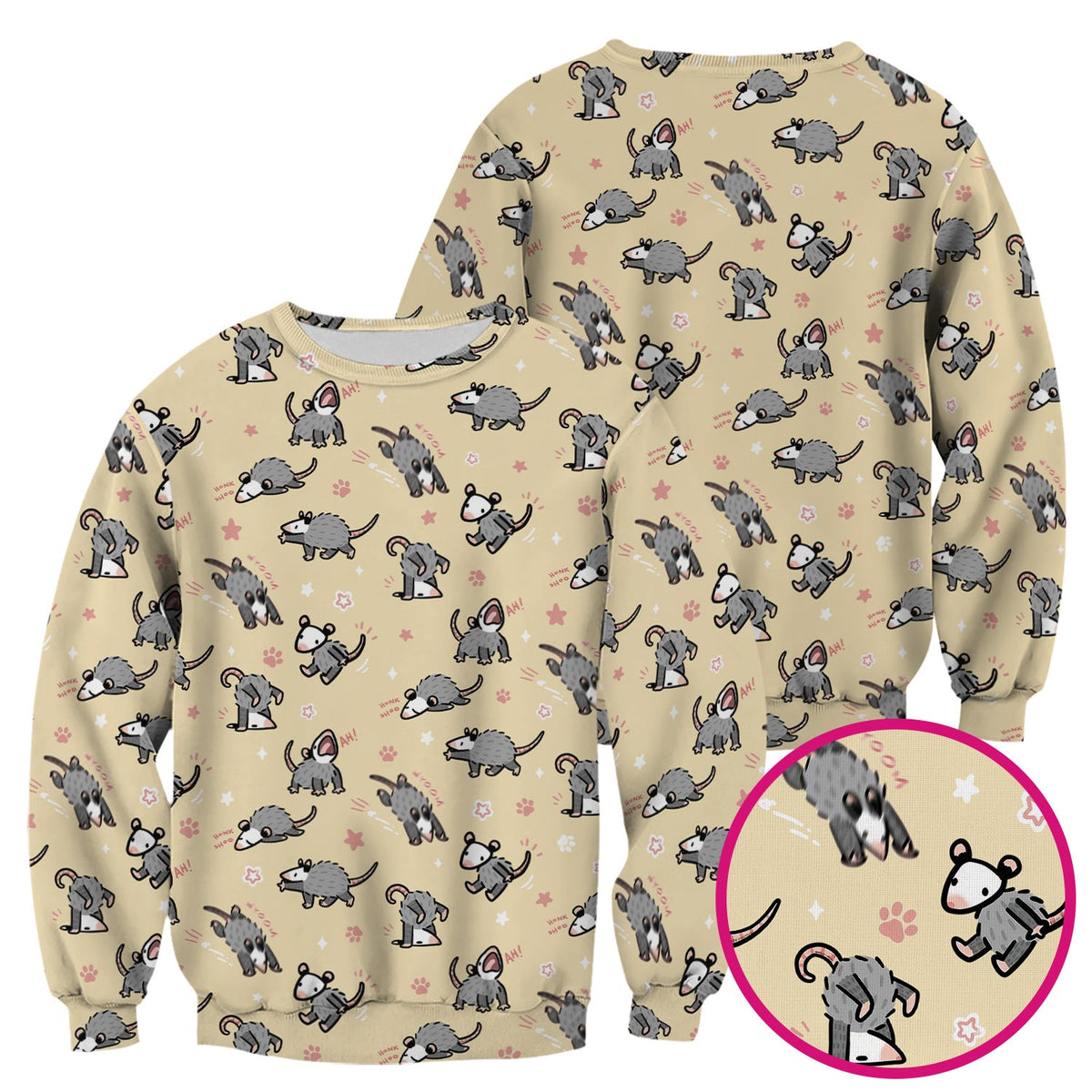 Cartoon Opossum Nurse Scrub Top