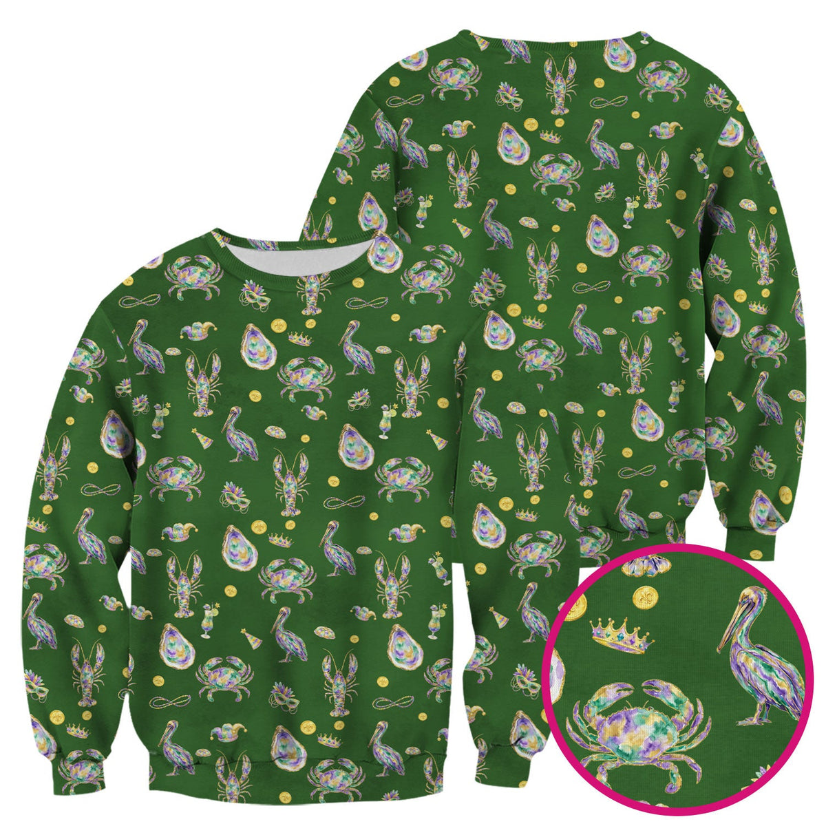 Mardi Gras Seafood Nurse Scrub Top