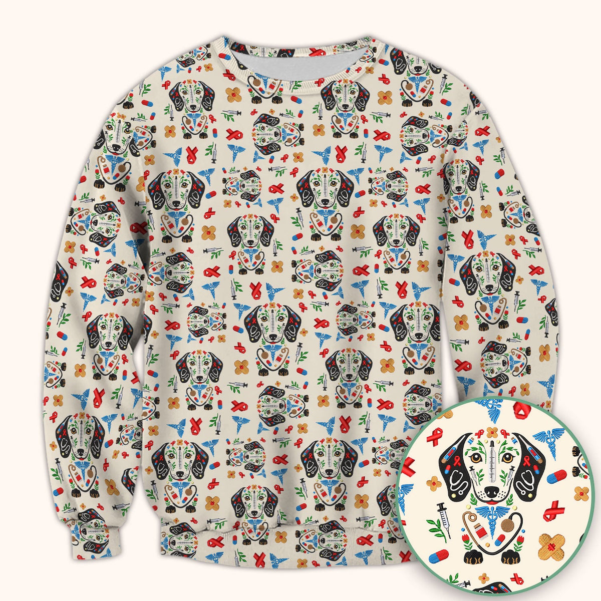 Dachshund Medical Icon Nurse Scrub Top