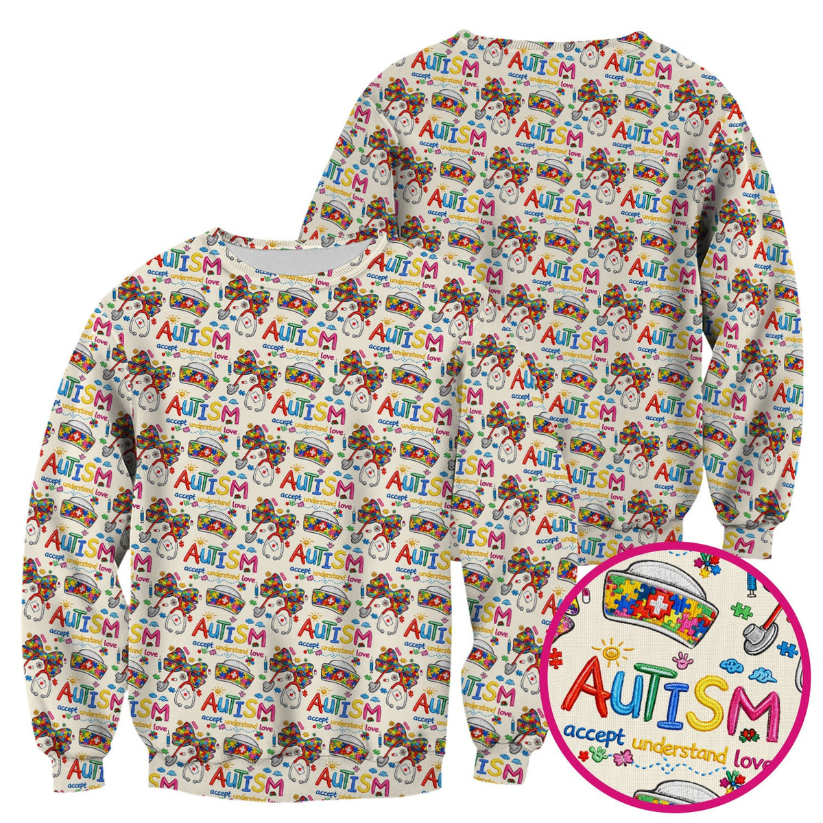 Autism Awareness Accept Understand Love Nurse Scrub Top