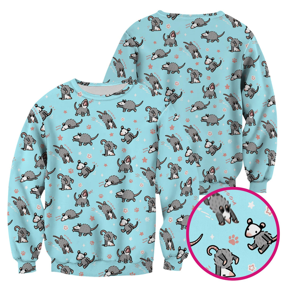 Cartoon Opossum Nurse Scrub Top