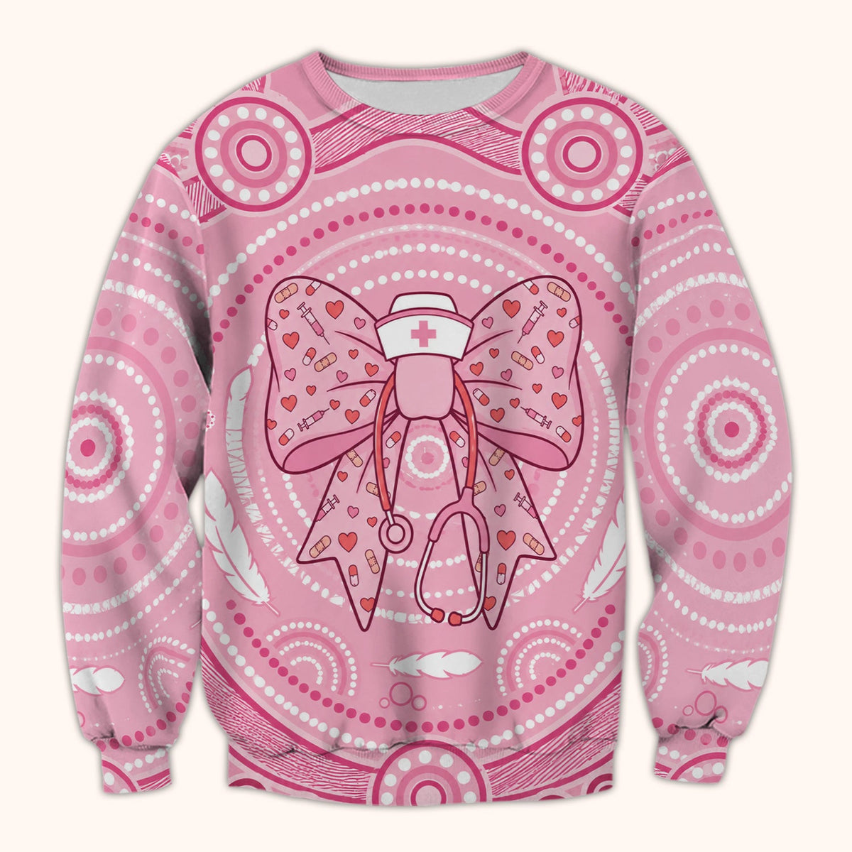 Pink Nurse Bow Stethoscope Scrub Top