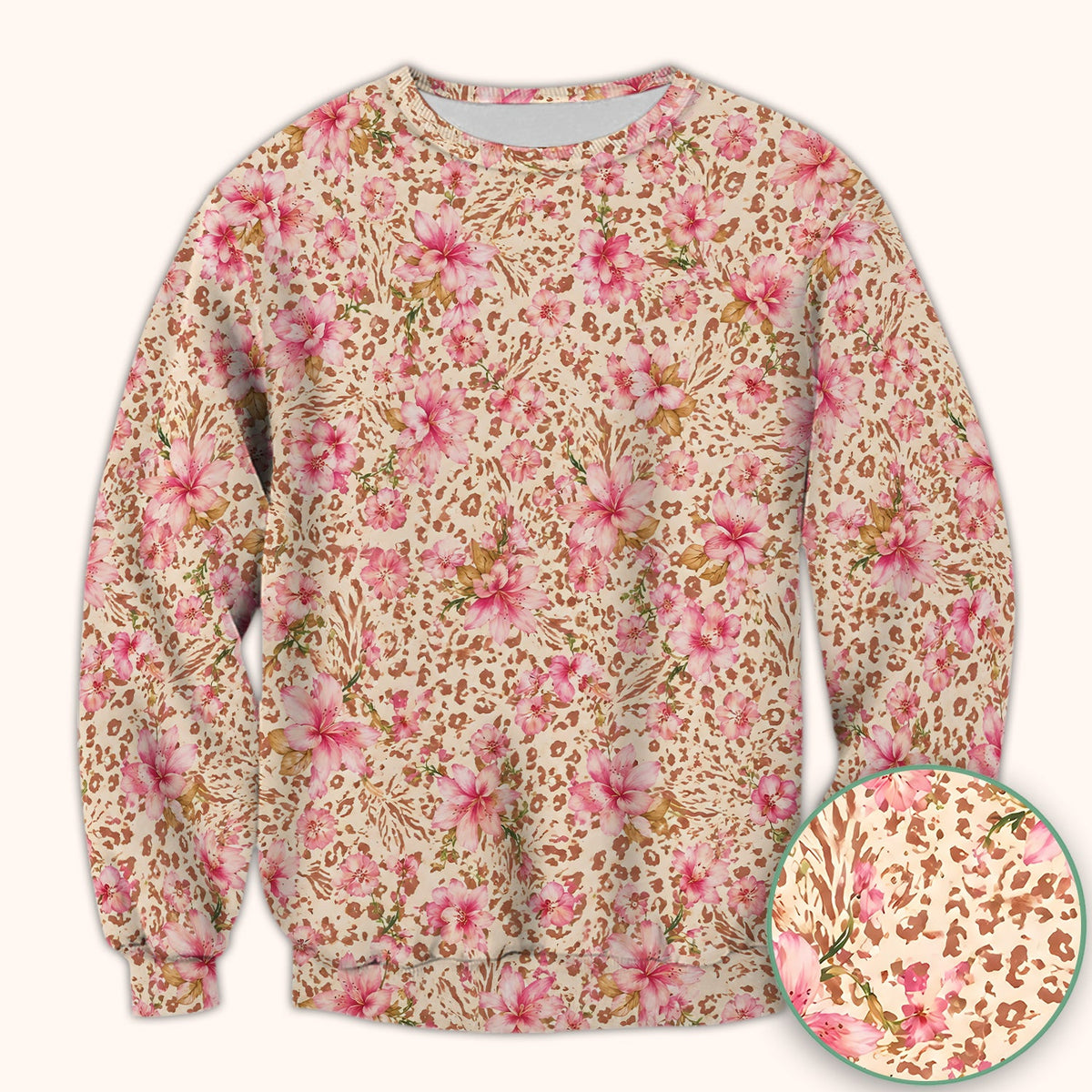Pink Floral Leopard Nurse Scrub Top