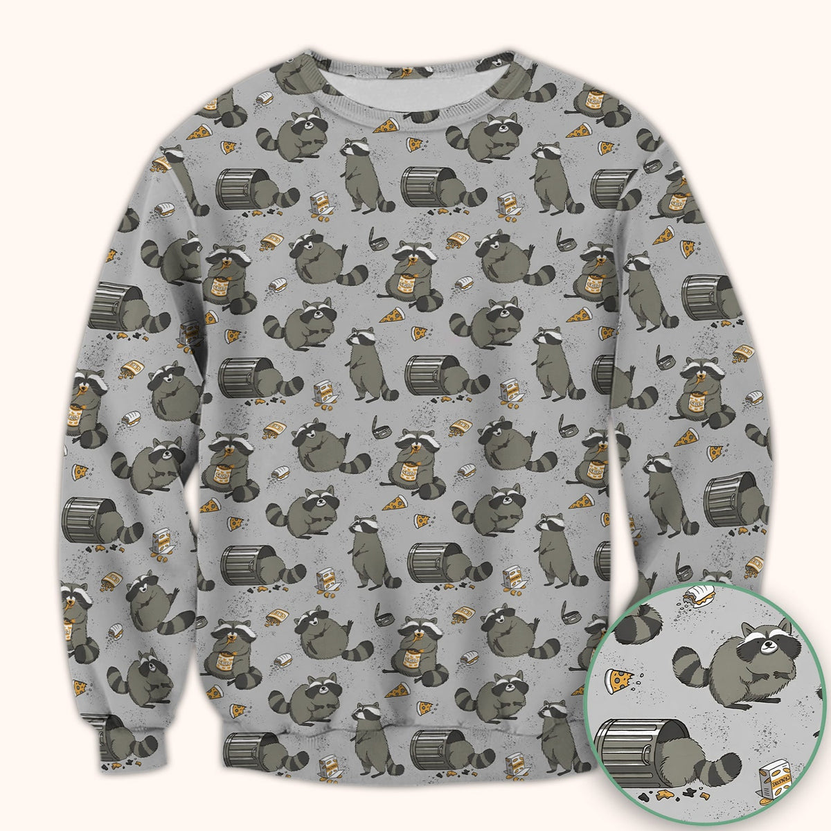 Raccoon Snack Trash Can Nurse Scrub Top
