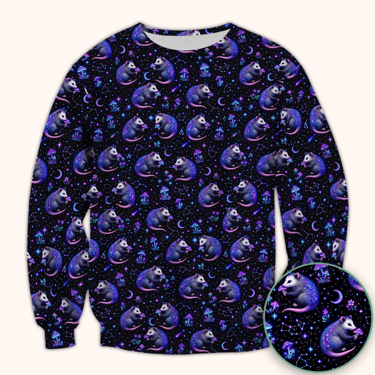 Celestial Purple Opossum Mushroom Nurse Scrub Top