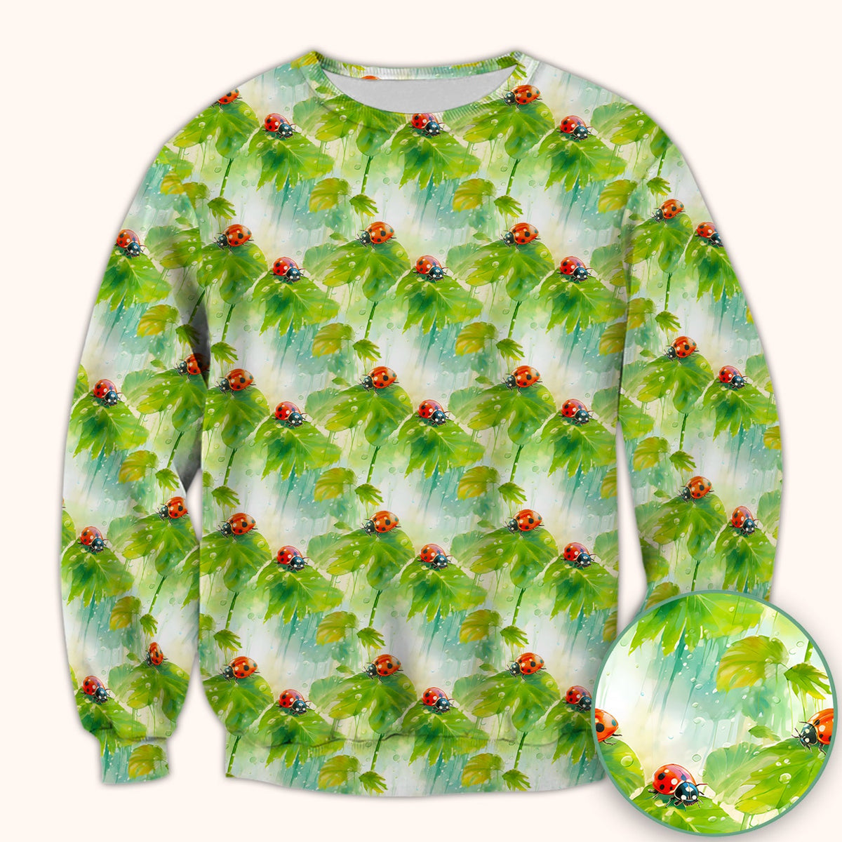 Ladybugs On Rainy Leaves Nurse Scrub Top