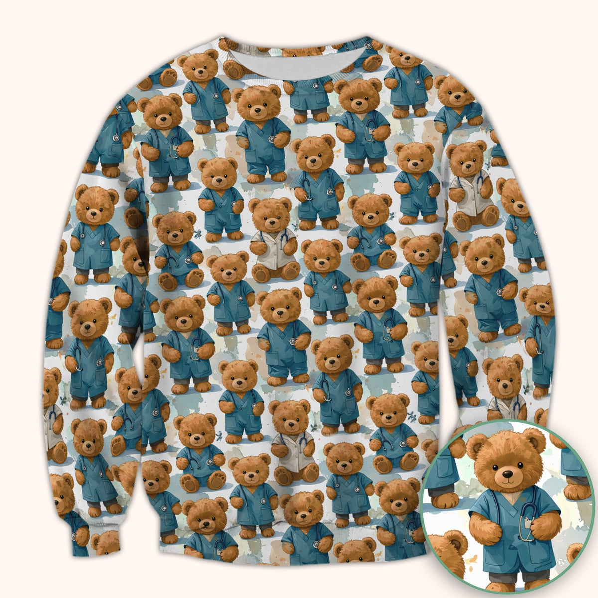 Teddy Bear Doctor Nurse Scrub Top
