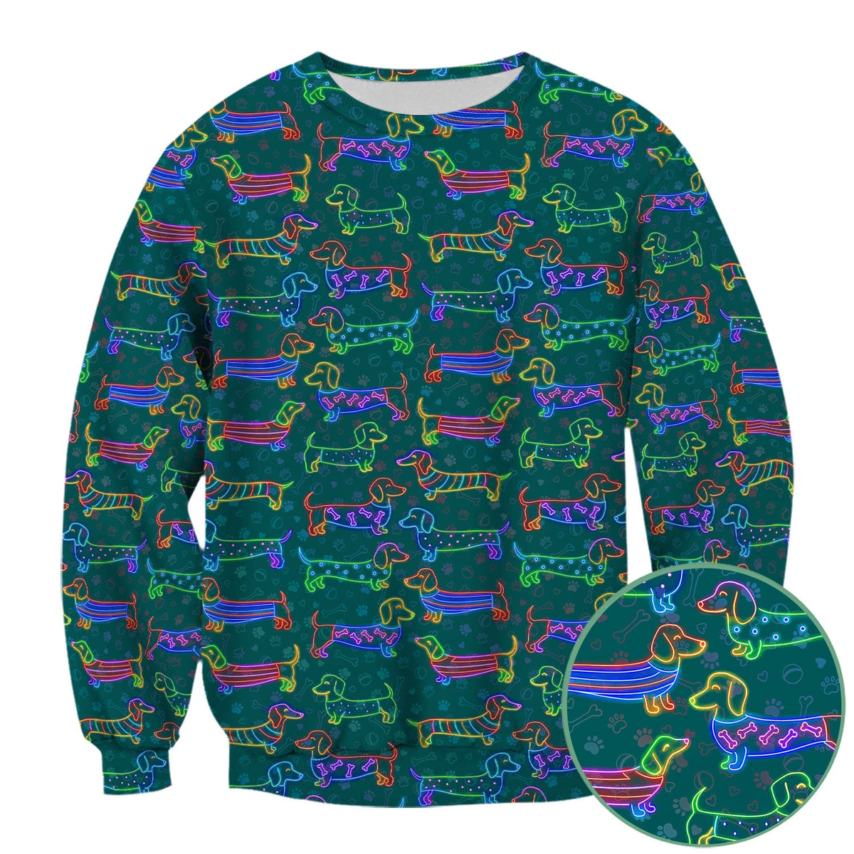 Neon Wiener Dog Nurse Scrub Top