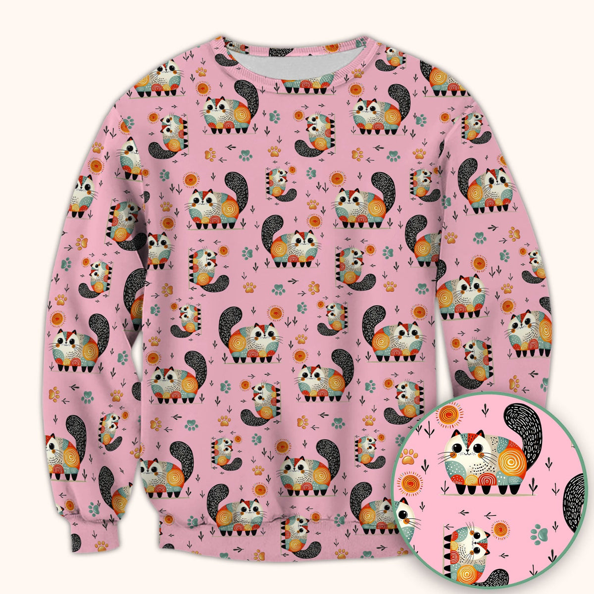 Cat Illustration Nurse Scrub Top