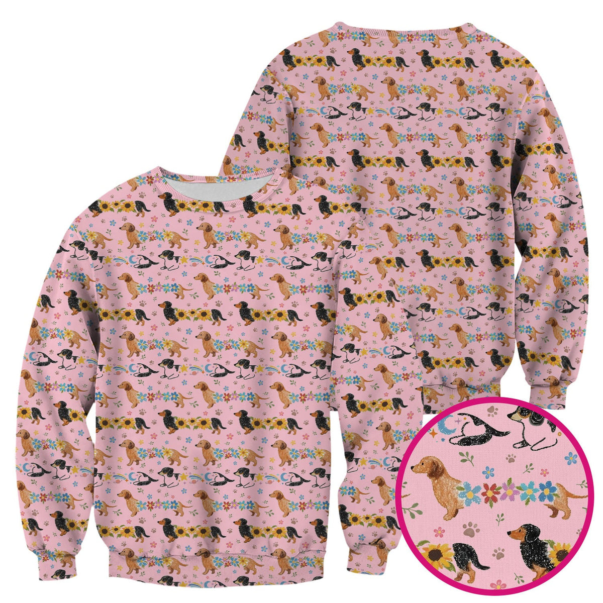 Floral Wiener Dog Nurse Scrub Top