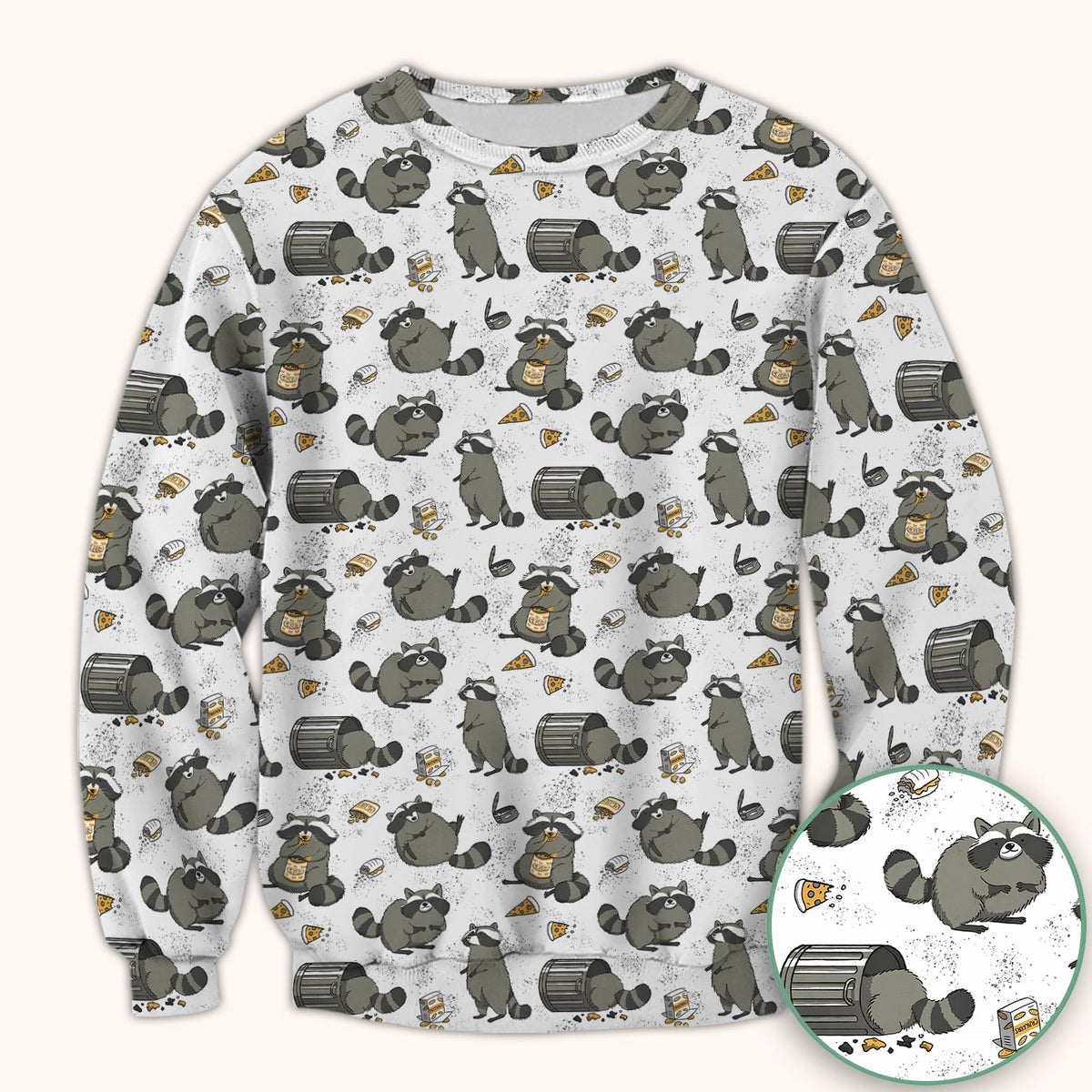 Raccoon Snack Trash Can Nurse Scrub Top
