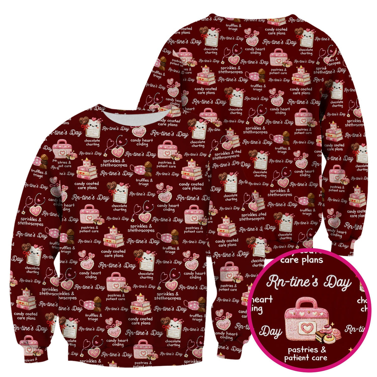 RN Sweets Valentine Stethoscope Nurse Scrub Top