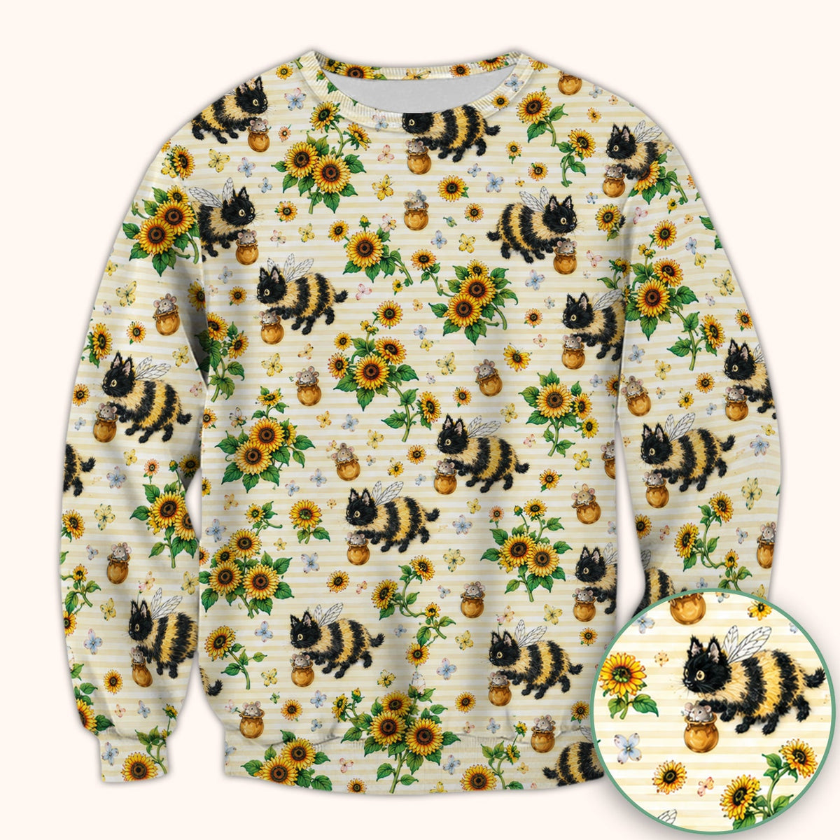 Bumblebee Cat Sunflower Nurse Scrub Top
