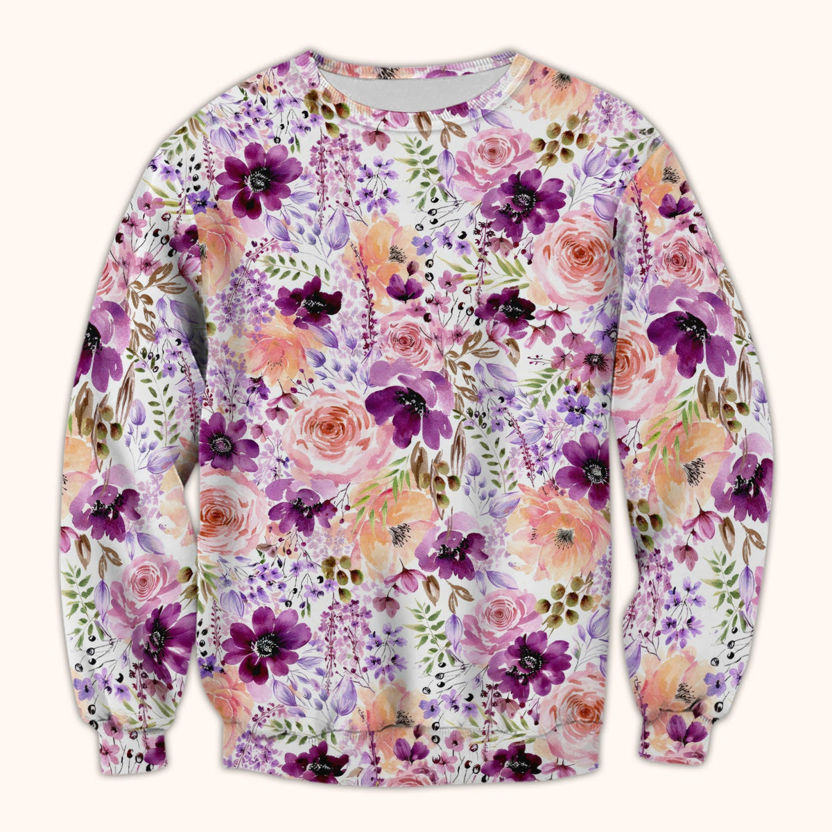 Elegant Watercolor Floral Bloom Nurse Scrub Top