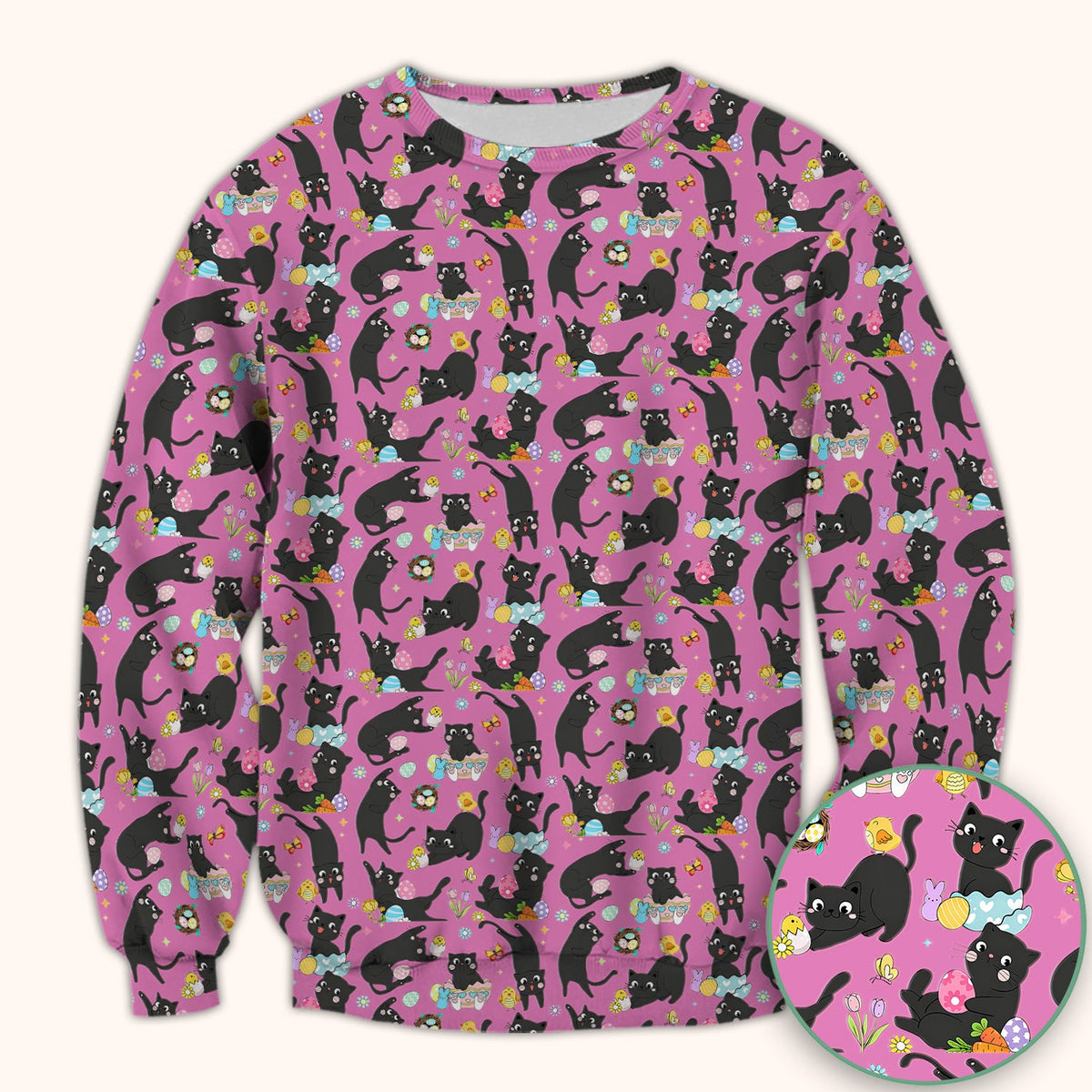 Black Cat Easter Egg Nurse Scrub Top