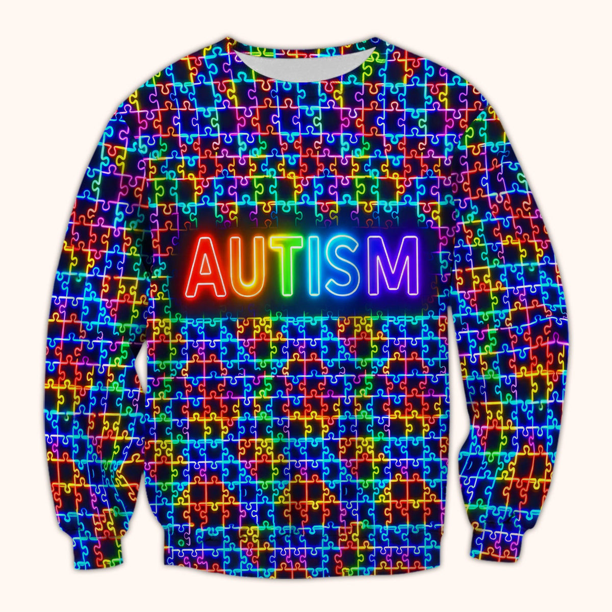 Autism Puzzle Neon Nurse Scrub Top