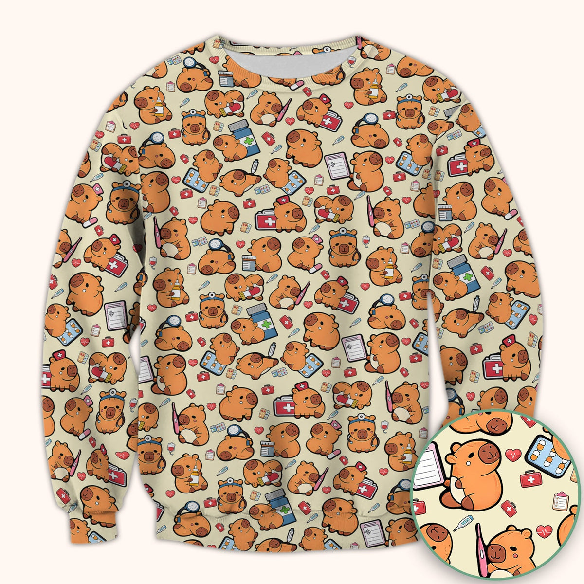 Capybara Stethoscope Medical Tools Nurse Scrub Top
