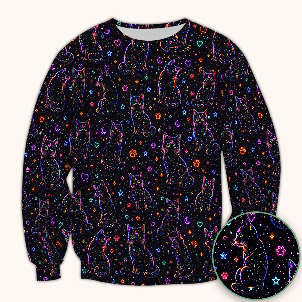 Mystical Cosmic Moon Cat Nurse Scrub Top