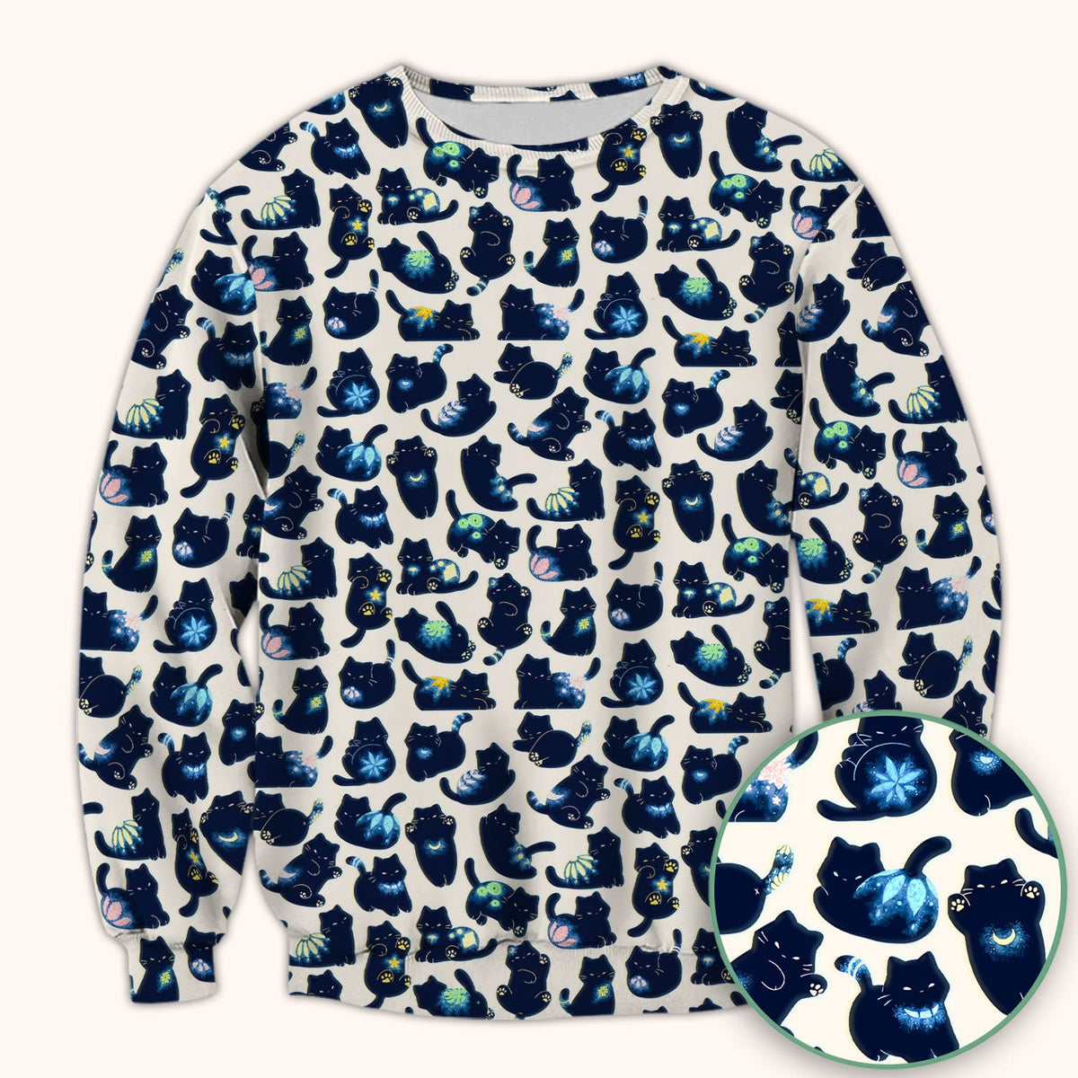 Midnight Black Cat Nurse Scrub Top