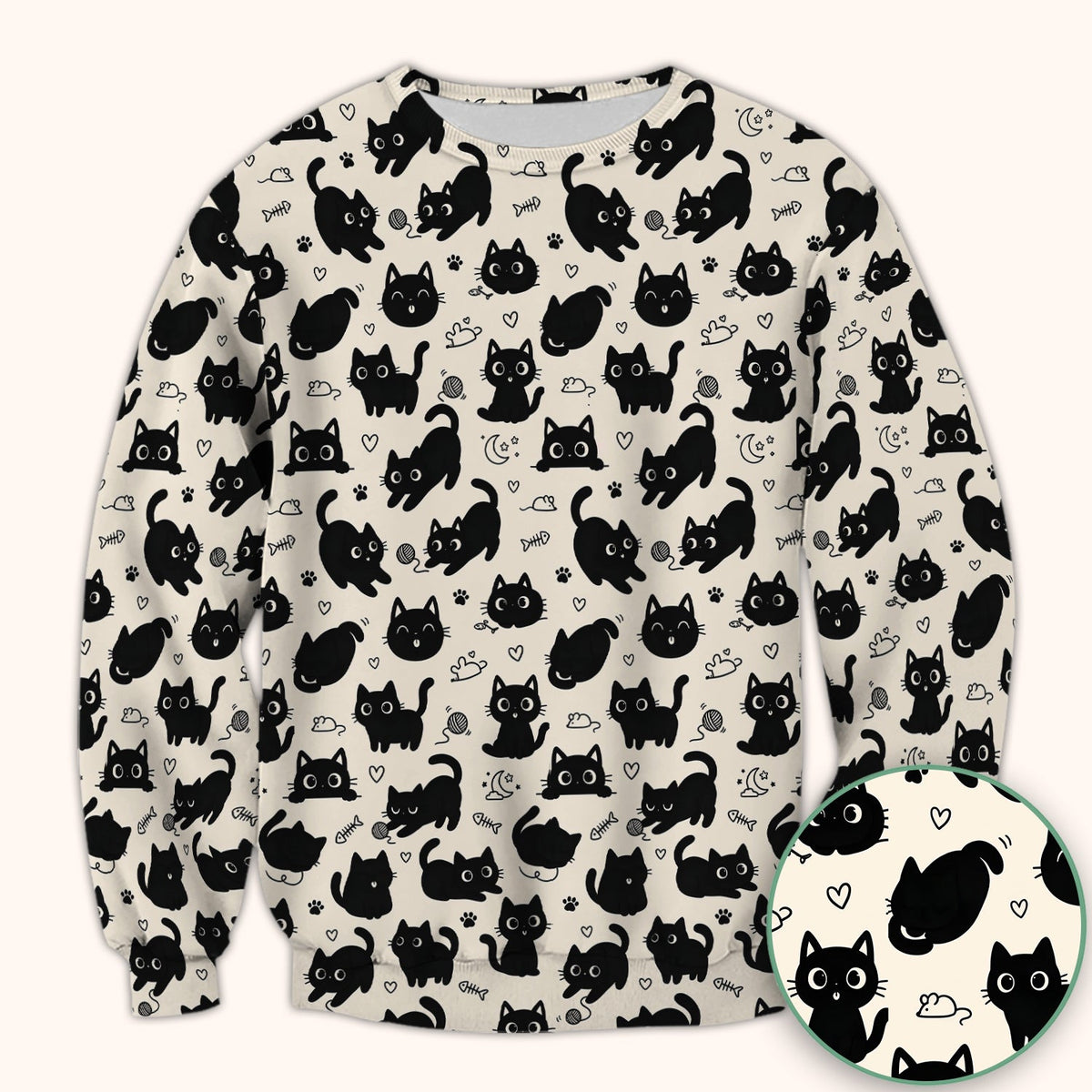 Playful Black Cat Nurse Scrub Top