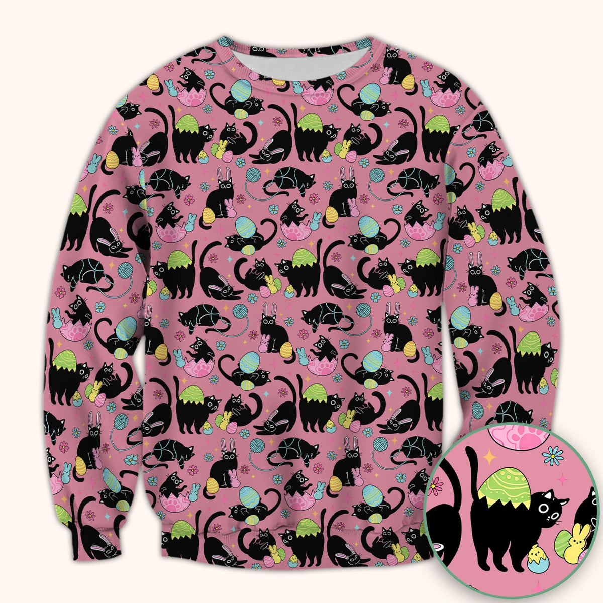 Black Cat Egg Nurse Scrub Top - Easter Gift