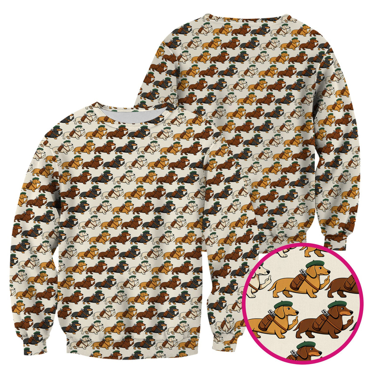 Dachshund Hat And Backpack Nurse Scrub Top