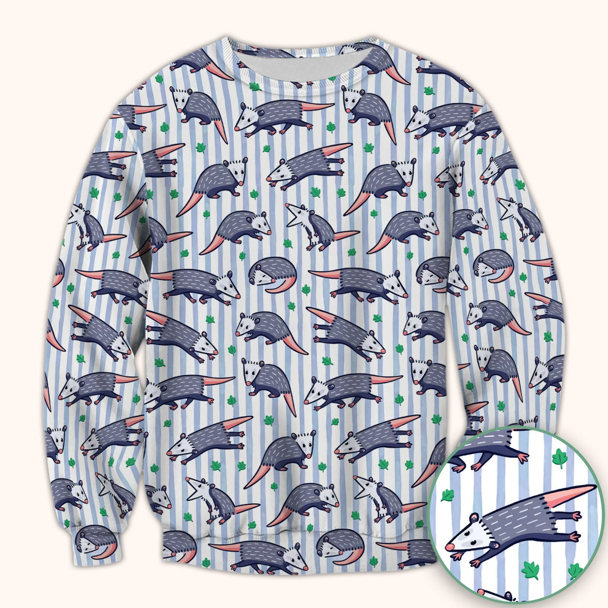 Opossum Blue Stripe Nurse Scrub Top
