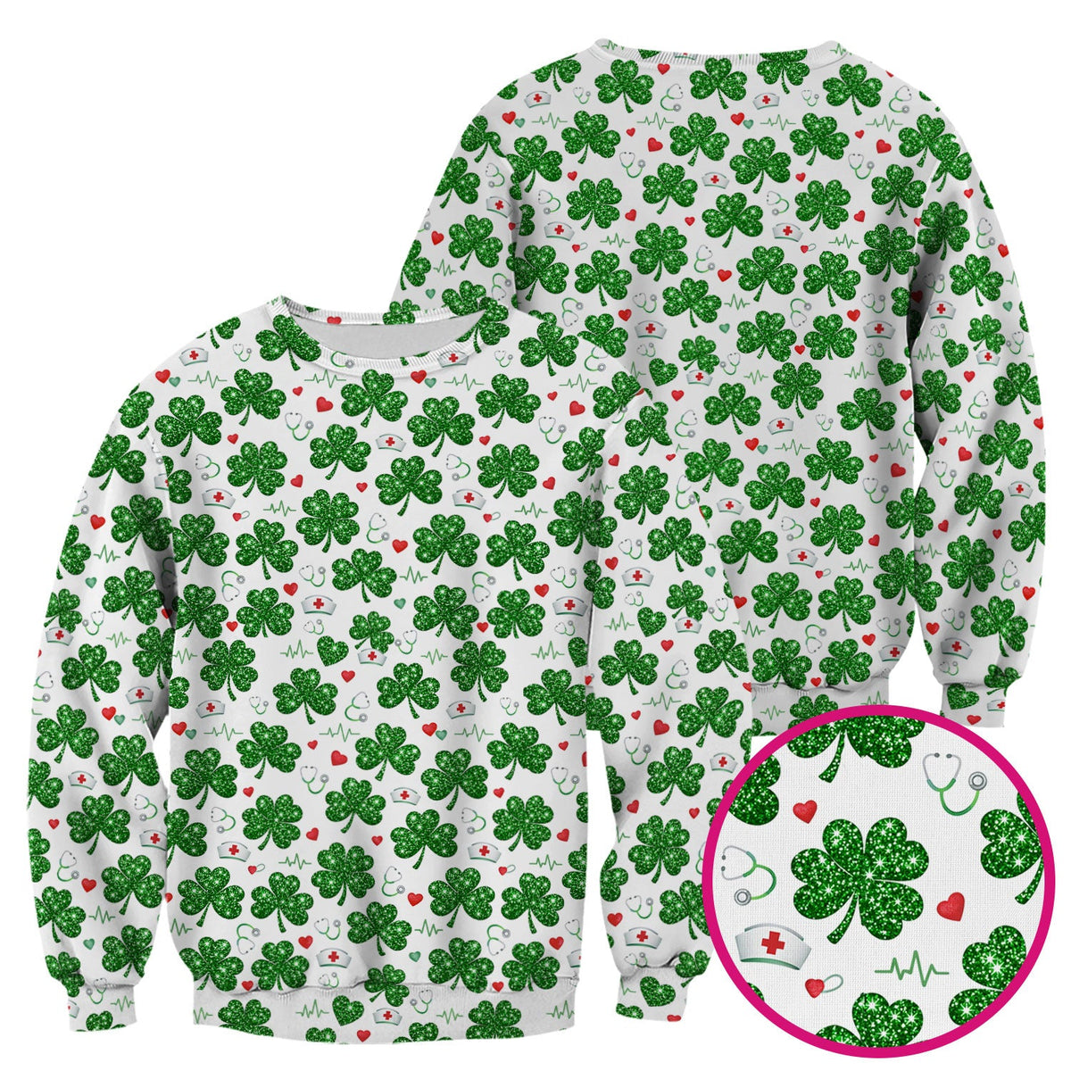 St Patrick Clover Nurse Scrub Top