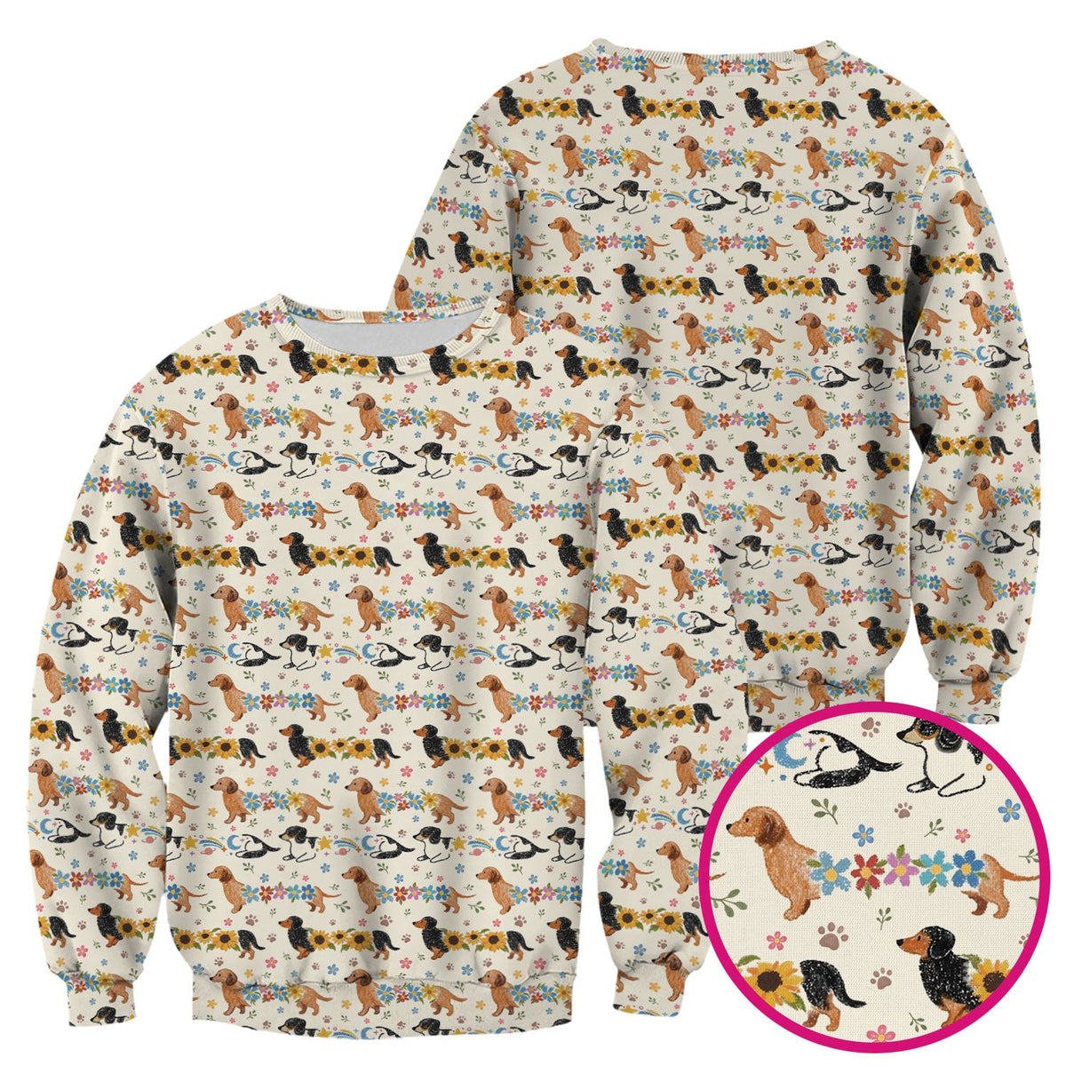 Floral Wiener Dog Nurse Scrub Top