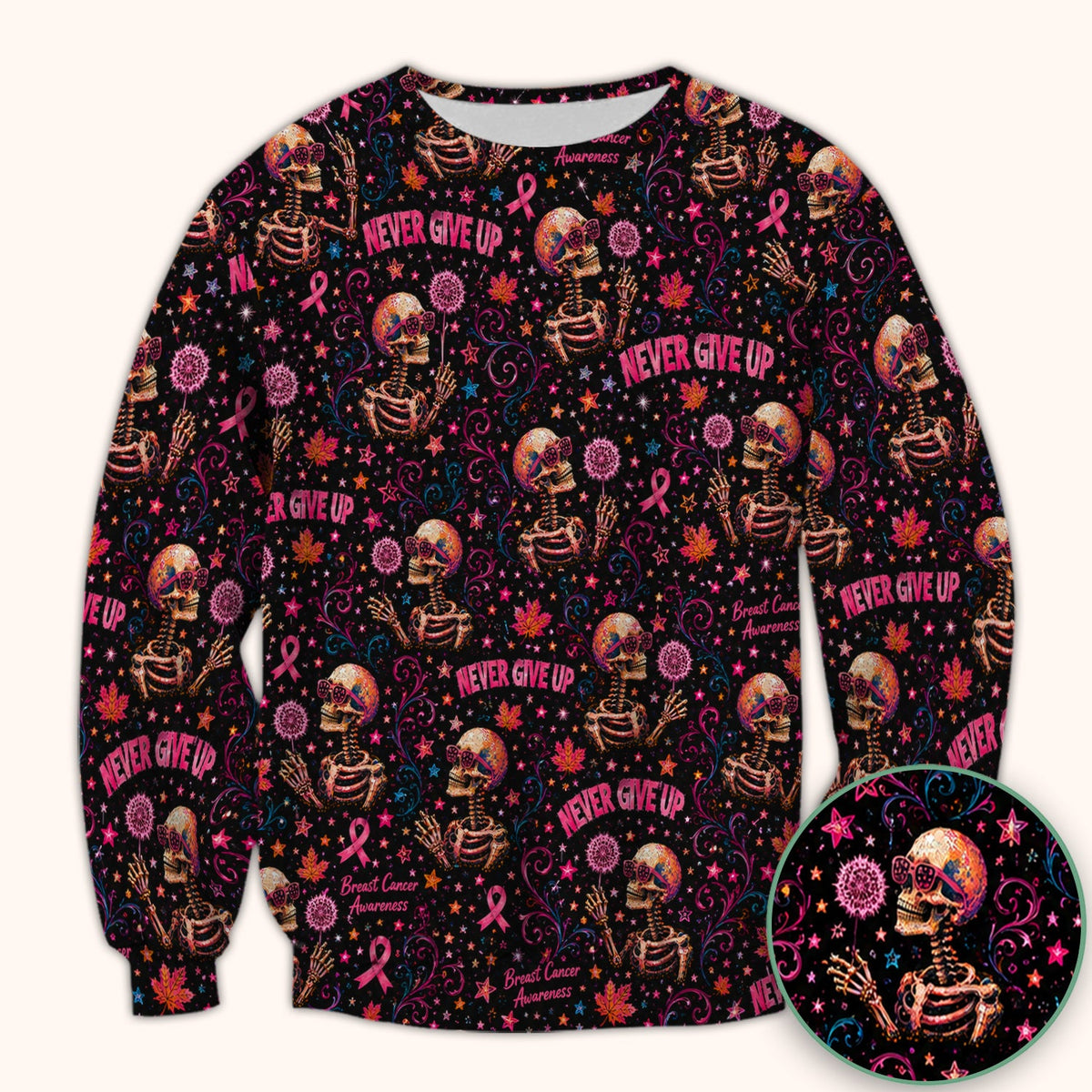 Breast Cancer Awareness Skeletons Nurse Scrub Top