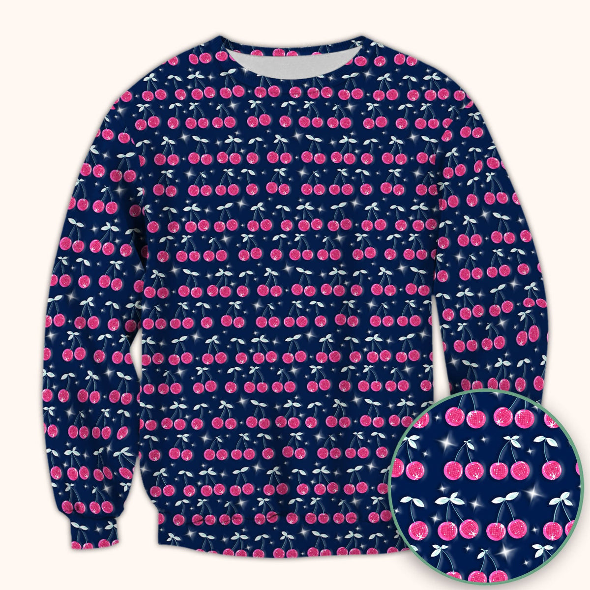 Pink Cherry Sparkle Nurse Scrub Top