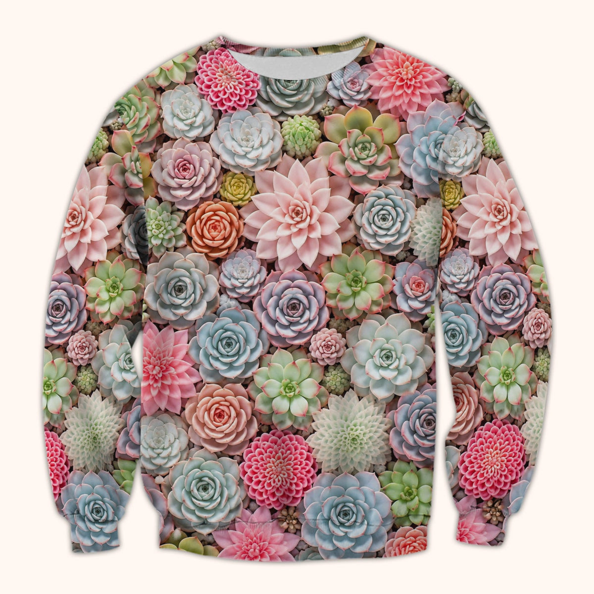 Pastel Succulent Blossom Nurse Scrub Top