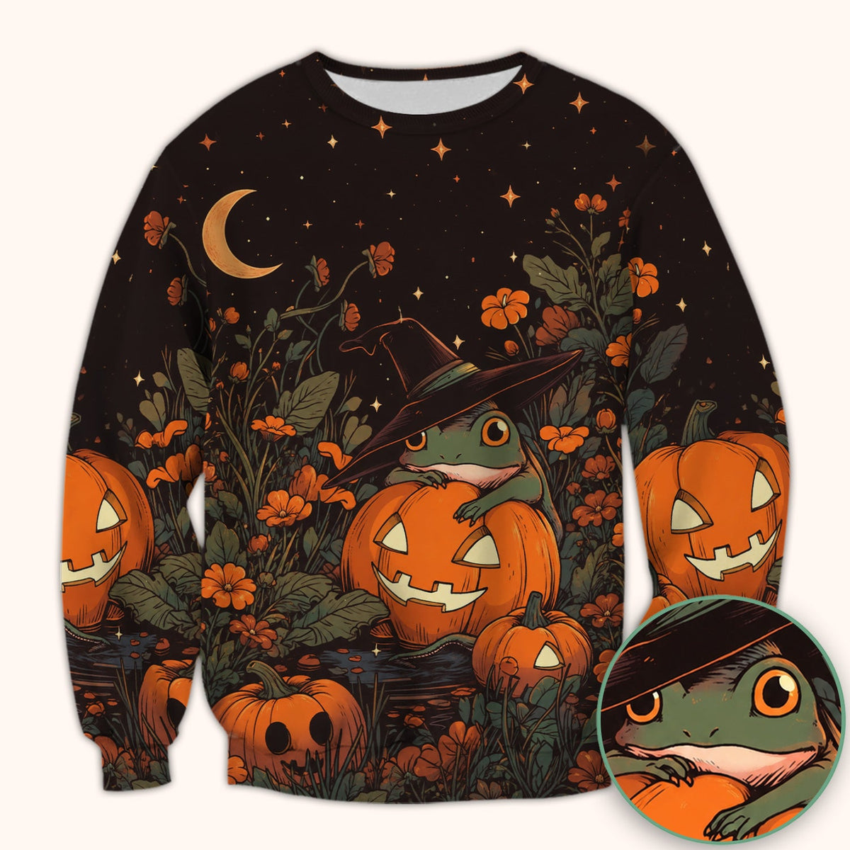 Pumpkin and Frog Nurse Scrub Top - Halloween Gift